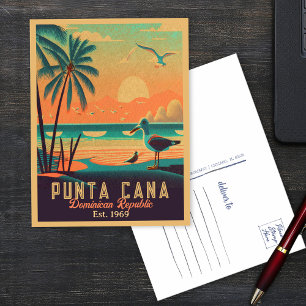 Cartão Postal Punta Cana DR. Retro Sunset Souvenirs 1960