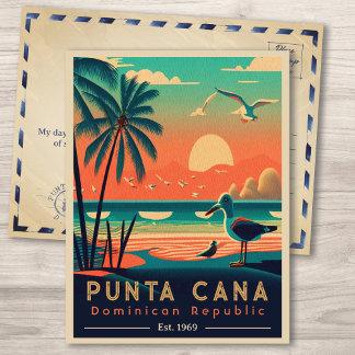 Cartão Postal Punta Cana DR. Retro Sunset Souvenirs 1960