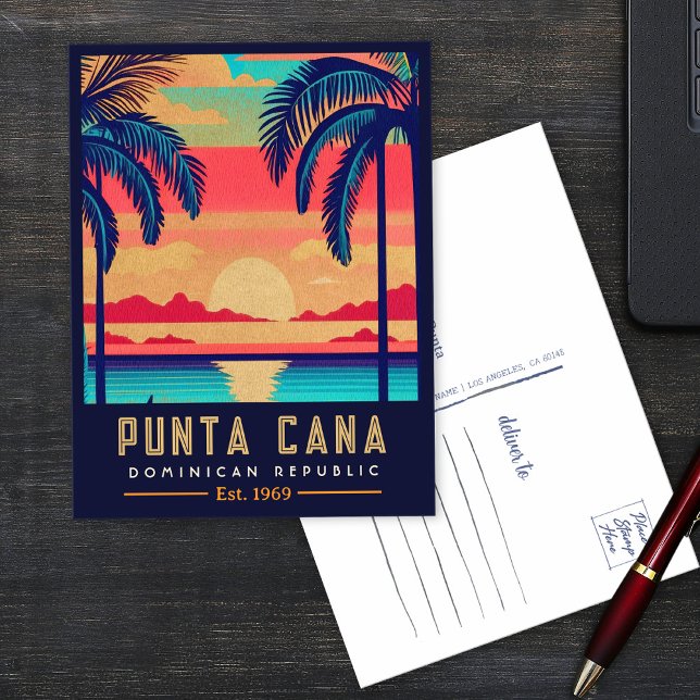 Cartão Postal Punta Cana DR. Retro Sunset Souvenirs 1960 (Criador carregado)