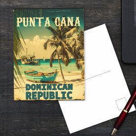 Cartão Postal Punta Cana República Dominicana Beach Vintage 80
