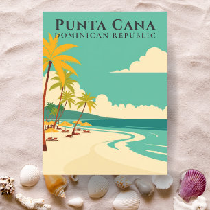 Cartão Postal Punta Cana República Dominicana Retro Praia Tropic