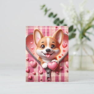 Cartão Postal Puppy 3D em um fundo rosa e branco (31)