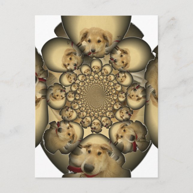 Cartão Postal Puppy Kaleidoscope Art Impressão (Frente)