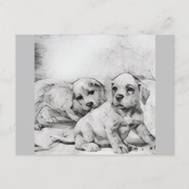 Cartão Postal puppy love in gray