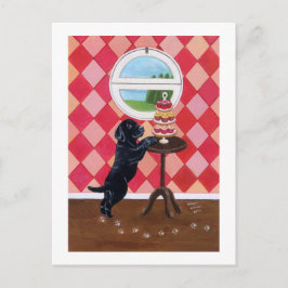 Cartão Postal Puppy preto com Cupcakes