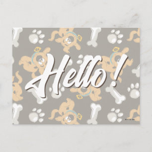 Cartão Postal Puppy Scooby-Doo Bone & Paw Print Patterno