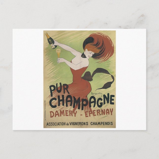 Cartão Postal PUR CHAMPAGNE Vintage Art Poster impressão (Frente)