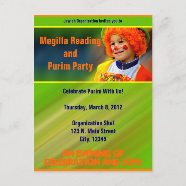Cartão postal Purim (Frente)