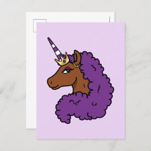 Cartão Postal Purple Afro Unicorn