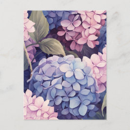 Cartão Postal purple and pink hydrangea flower heads