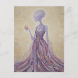 Cartão Postal Purple Beautiful Alien Lady With Orange Juice