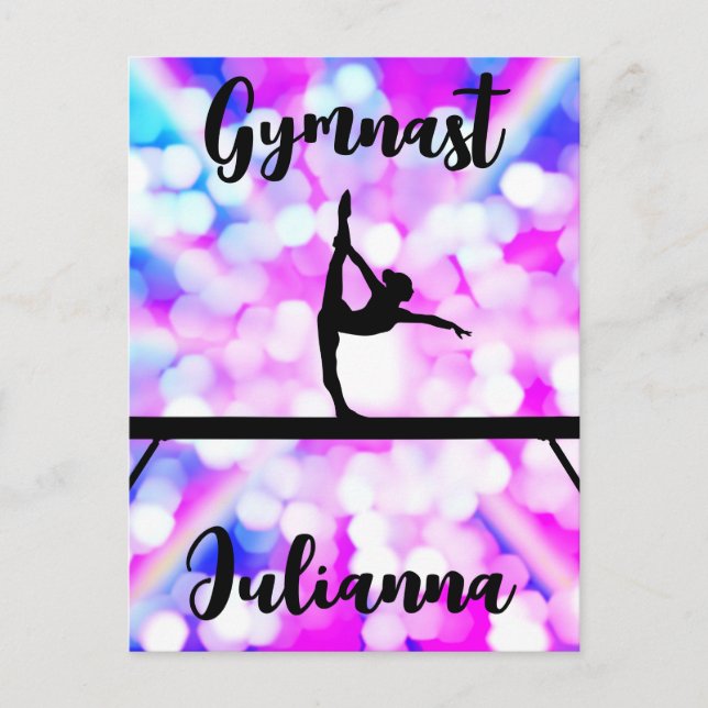 Cartão Postal Purple Bokeh Blast Gymnastics Beam Personalized    (Frente)