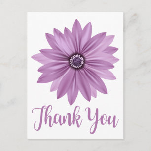 Cartão Postal Purple Floral Obrigado Daisy Flower