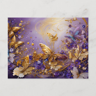 Cartão Postal Purple & Gold Butterfly # 16
