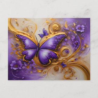 Cartão Postal Purple & Gold Butterfly # 2