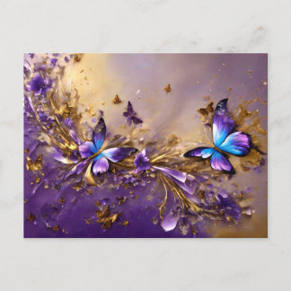 Cartão Postal Purple & Gold Butterfly # 21