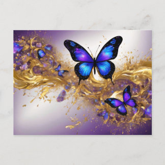 Cartão Postal Purple & Gold Butterfly # 22
