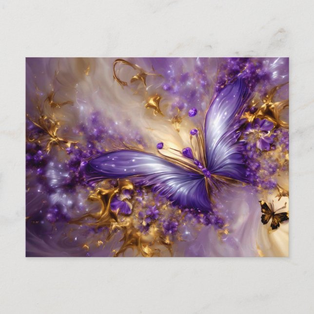 Cartão Postal Purple & Gold Butterfly # 23 (Frente)