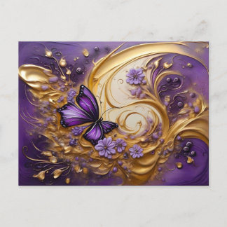 Cartão Postal Purple & Gold Butterfly # 5