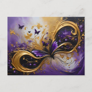 Cartão Postal Purple & Gold Butterfly # 7