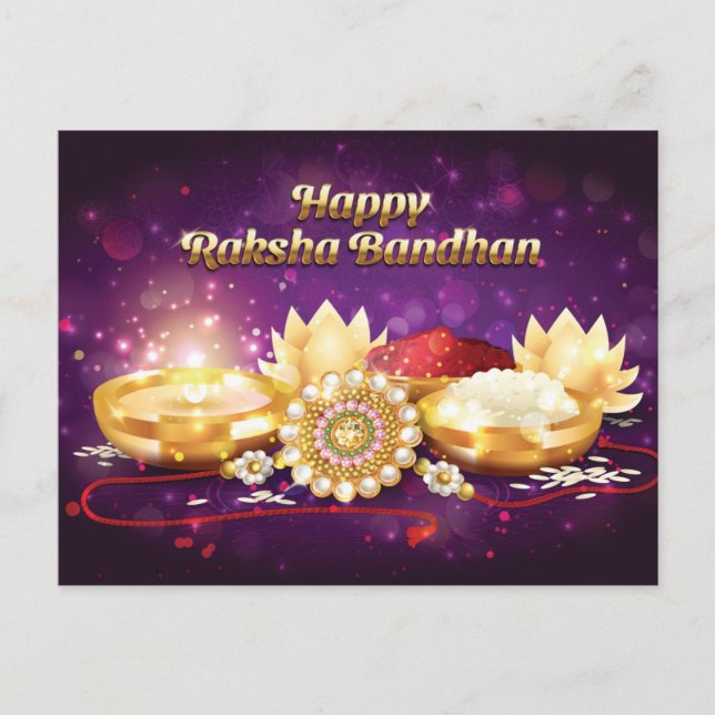 Cartão Postal Purple Happy Raksha Bandhan Sparkle (Frente)