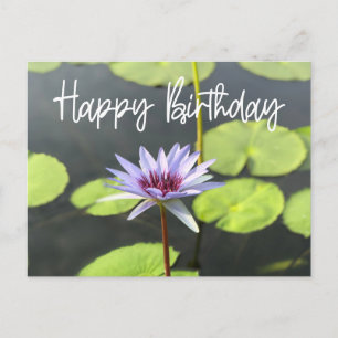 Cartão Postal Purple Lotus no lago Feliz Aniversário