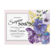 Púrpura de Watercolor Floral no 50º Aniversário Ro