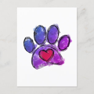 Cartão Postal Púrpura e azul Cão-Pão-Vazio