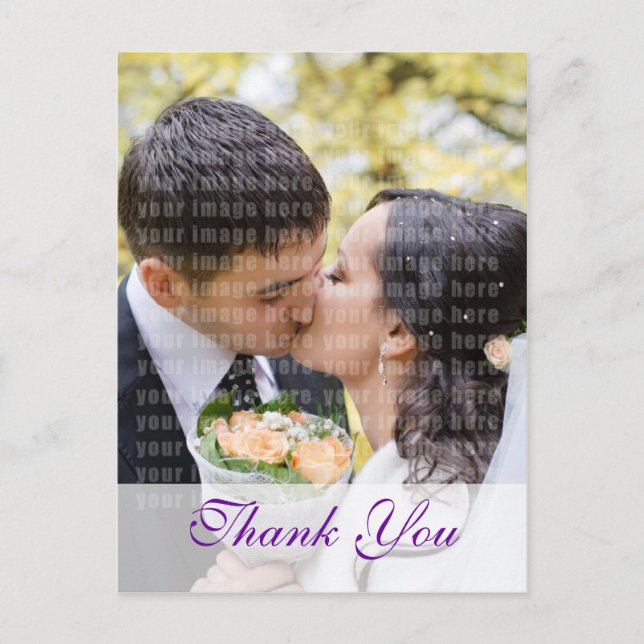 Cartão Postal Púrpura Orquídea Casamento Obrigado Cartão-Postal (Frente)