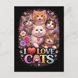 Cartão Postal Purrfect Little Hearts