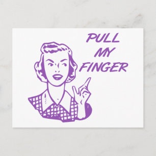 Cartão Postal Puxe Meu Dedo Retro Dona de Casa Roxo