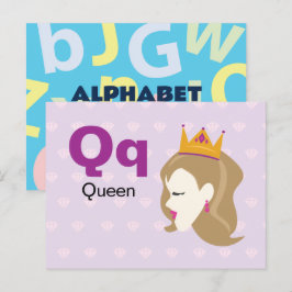 Cartão Postal Q é para o Queen - Alphabet Flash Card