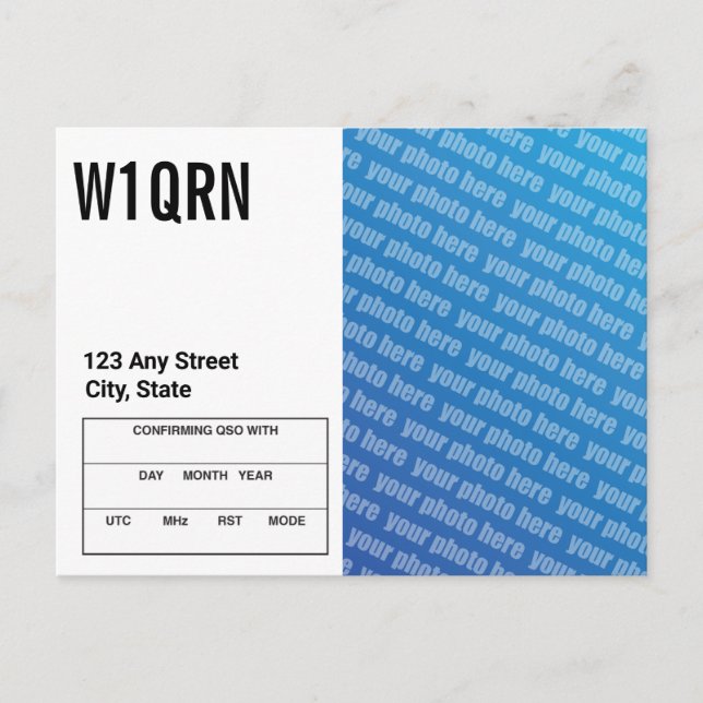 Cartão Postal QSL Card Add Your Own Photo (Frente)