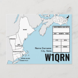 Cartão Postal QSL Card New England Map