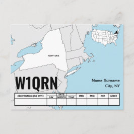Cartão Postal QSL Card New York State Map