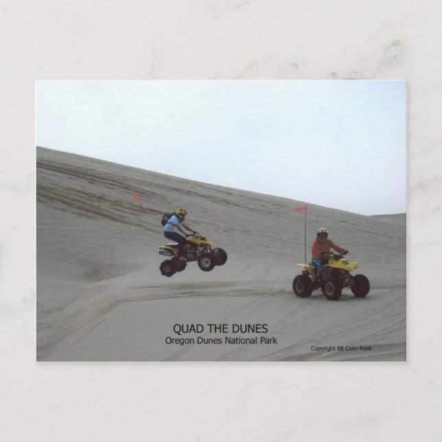Cartão Postal Quad The Dunes Oregon Coast Sand Divertido 4 Rodas (Frente)