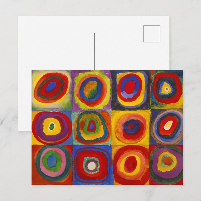 Cartão Postal Quadrados com Círculos Concentrados | Kandinsky | (Frente/Verso)