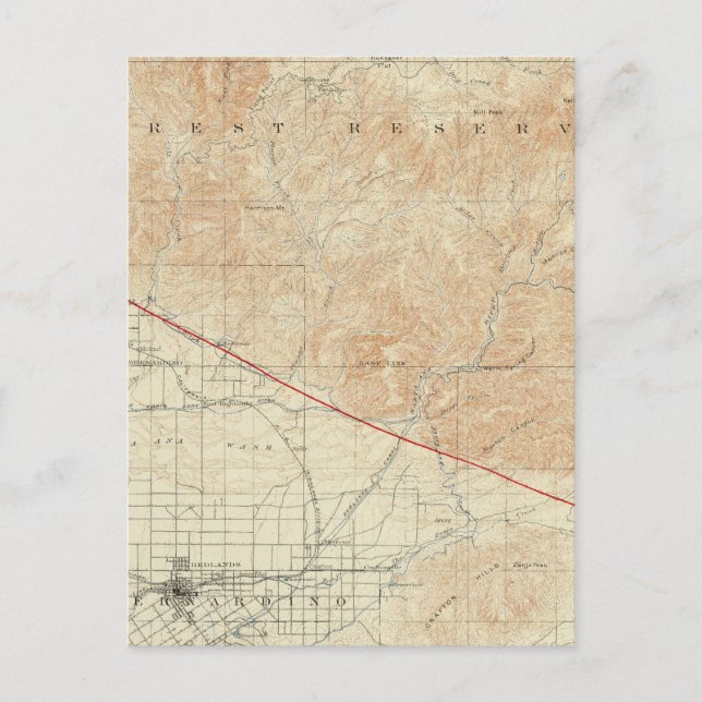 Cartão Postal Quadrângulo de Redlands mostrando a Fenda de San A (Frente)