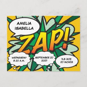 Cartão Postal Quadrinho de Estatísticas de Nascimento do Bebê Ar