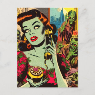 Cartão Postal Quadrinhos de Terror Antigo Zumbi