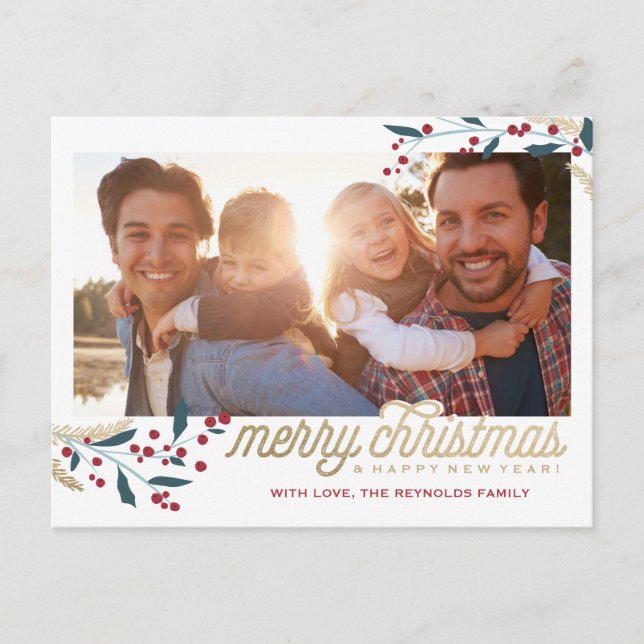 Cartão Postal Quadro de Fotografias do Red Berries Dourado | Fel (Frente)