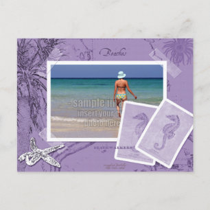 Cartão Postal Quadro de Fotografias Roxo Collage Ocean Map