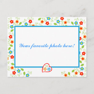 Cartão Postal Quadro de Fotos Corações e Flores
