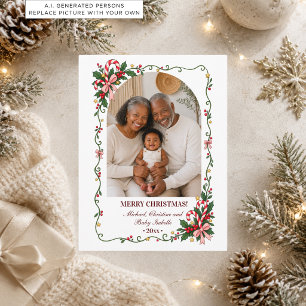 Cartão Postal Quadro de Inverno Família Natal Festa de Foto