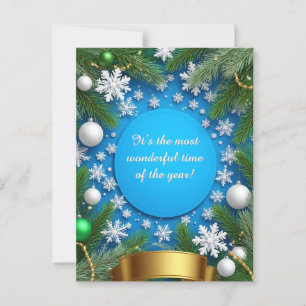 Cartão Postal Quadro De Natal Festivo Com Ramificações De Pinhei