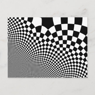 Cartão Postal Quadro de verificação de abstrato branco e preto