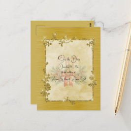 Cartão Postal Quadro Elegante Brilhante Dourado Save the Date