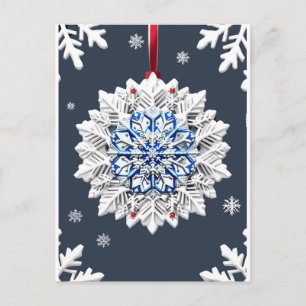 Cartão Postal Quadro Festivo de Natal com Neve