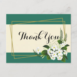 Cartão Postal quadro geométrico elegante floral brancoObrigado