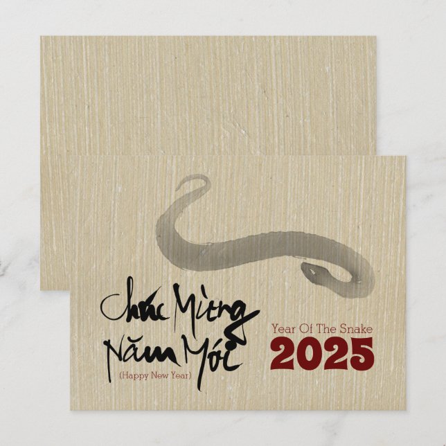 Cartão Postal Quadro Original 2 Cobra Vietnamita Ano Novo 2025 (Frente/Verso)
